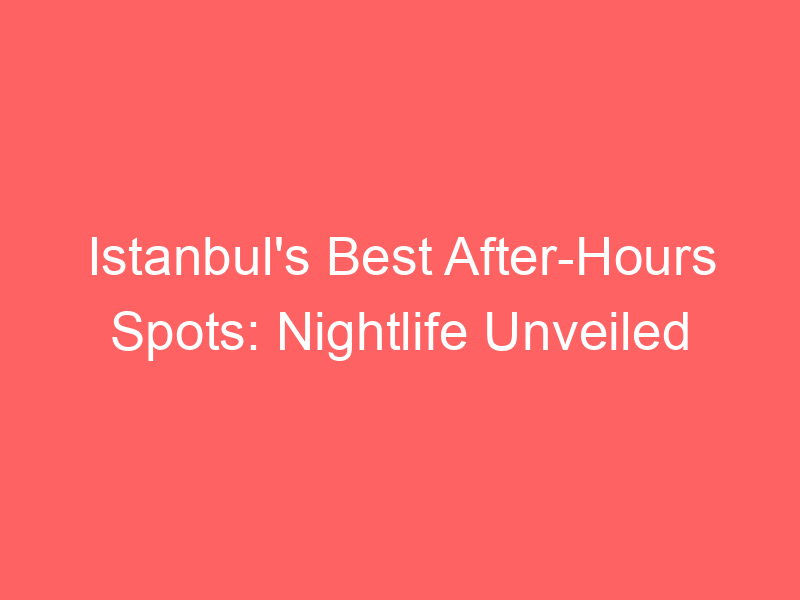 Istanbul's Best After-Hours Spots: Nightlife Unveiled
